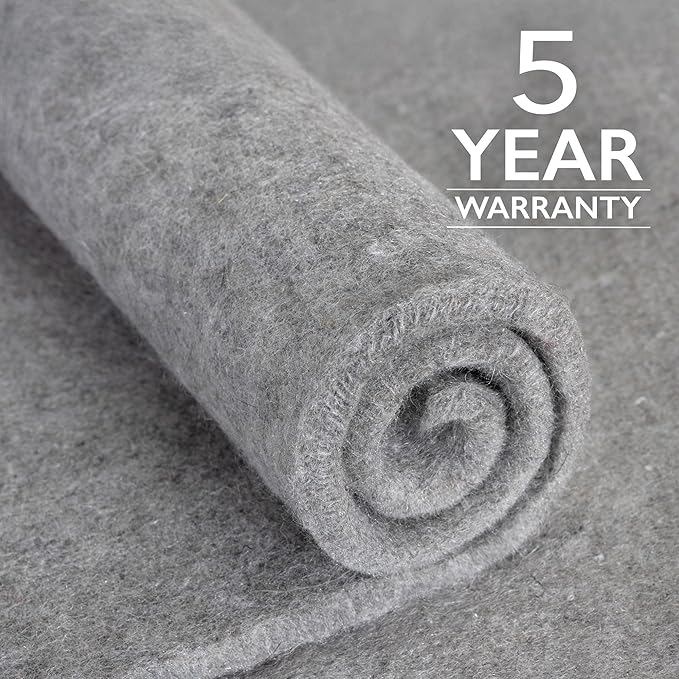 RUGPADUSA - Eco-Plush - 6'x9' - 1/2" Thick - 100% Felt - Luxurious Cushioned Rug Pad - Available in 3 Thicknesses, Many Custom Sizes