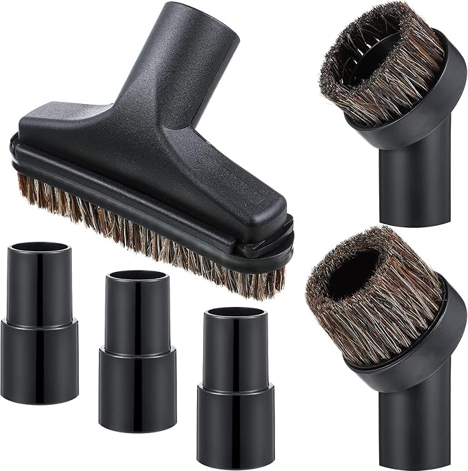 6 Pcs Vacuum Attachments Accessories VAC Attachments 1.25'' 25mm and 36mm Shop Round Dust Brush Vacuum Hose 5.9 Inch Floor Attachment Brush Replacement with 1-1/4 to 1-3/8 Inch Adapter(Classic Style)