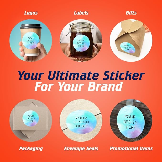 100 Custom Vinyl Stickers - Upload Your own Image, Text, Design, Logo - Personalized Logo Labels for Handmade, Packaging, Bottle, Jars, Candle, Brand Stickers (Blue Swirls, 4x4)
