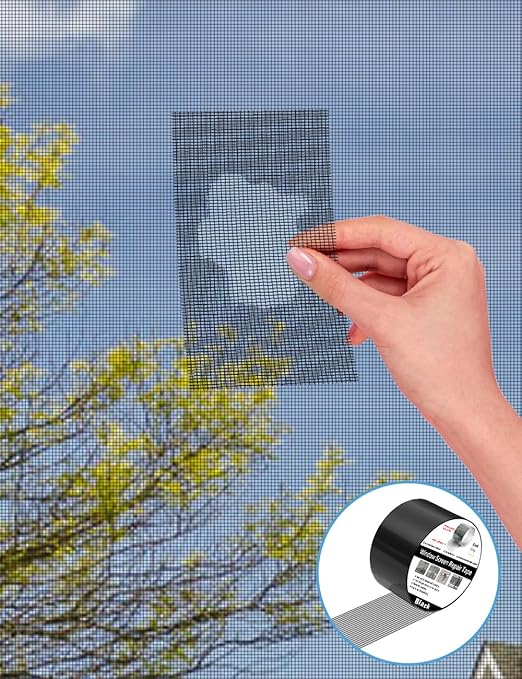 Wohohoho Window Screen Repair Tape, 3 in X 40 FT (480IN) Black Screen Patch Repair Kit, 3-Layer Strong Adhesive Invisible Screen Tape Mesh Repair for Windows, Doors Garage Mosquito Net Magnetic Screen