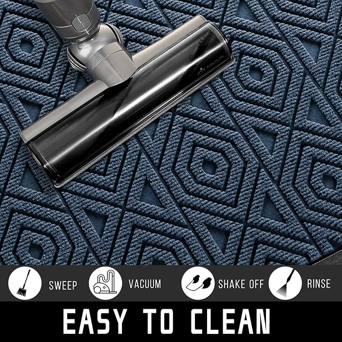 Yimobra Door Mat, Outdoor Indoor Entrance Welcome Mat, Heavy Entry Front Door Mat, Stain & Fade Resistant, Low Profile, Sturdy Rubber, Easy Clean Patio Floor Mat, Waterproof, 60 x 36,Blue