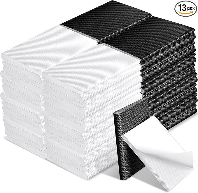 Zonon 16-Piece Door Corner Seal Weatherstripping Exterior Draft Stopper Adhesive Corner Seal Pads for Weather Stripping and Draft Protection (Black,White)
