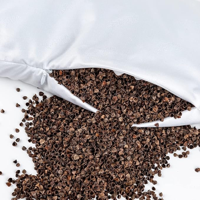 Buckwheat Neck Support Pillow Cervical Neck Cylinder Bolster Pillow,Buckwheat Hulls Adjustable Roll Pillow,Neck Pain Relief for Back and Side Sleepers Round Pillows for Lunch Break Orange, 6*15 inch