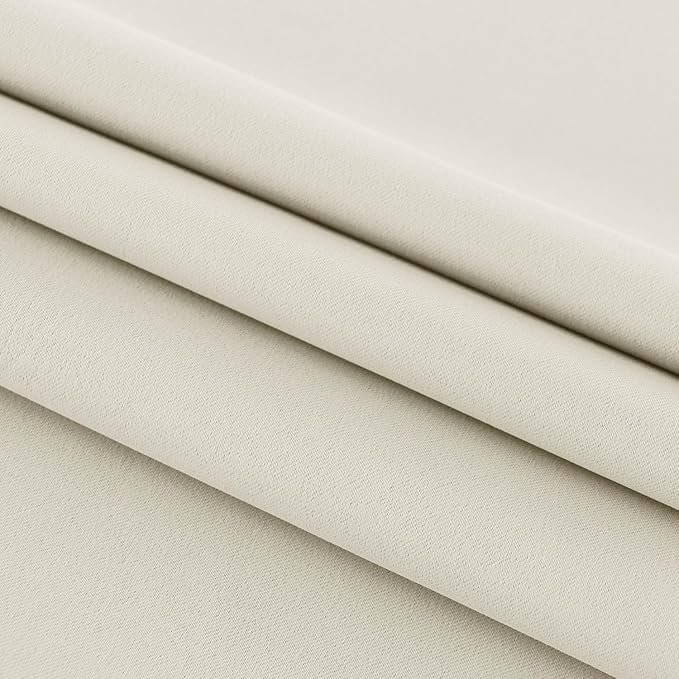 DWCN French Door Curtains – Rod Pocket Thermal Blackout Curtain for Doors with Glass Window, Kitchen and Patio Doors for Privacy, 54 X 72 Inches Long, 1 Curtain Panel with Tieback, Light Beige