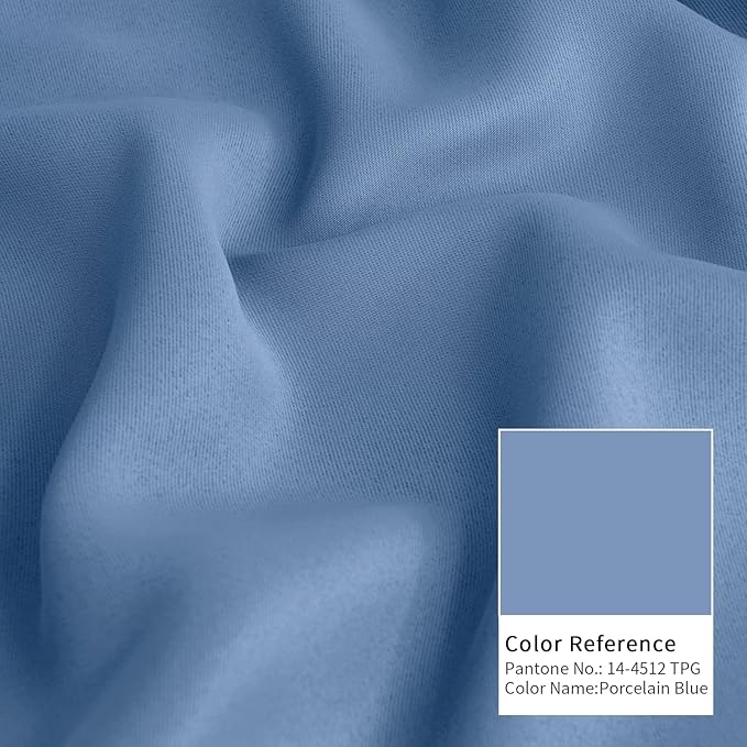 BGment Denim Blue Blackout Curtains for Bedroom 45 Inches Long - Thermal Insulated Drapes Short Length Room Darkening with Rod Pocket for Kitchen Bathroom Window, 42 x 45 Inch, 2 Panels