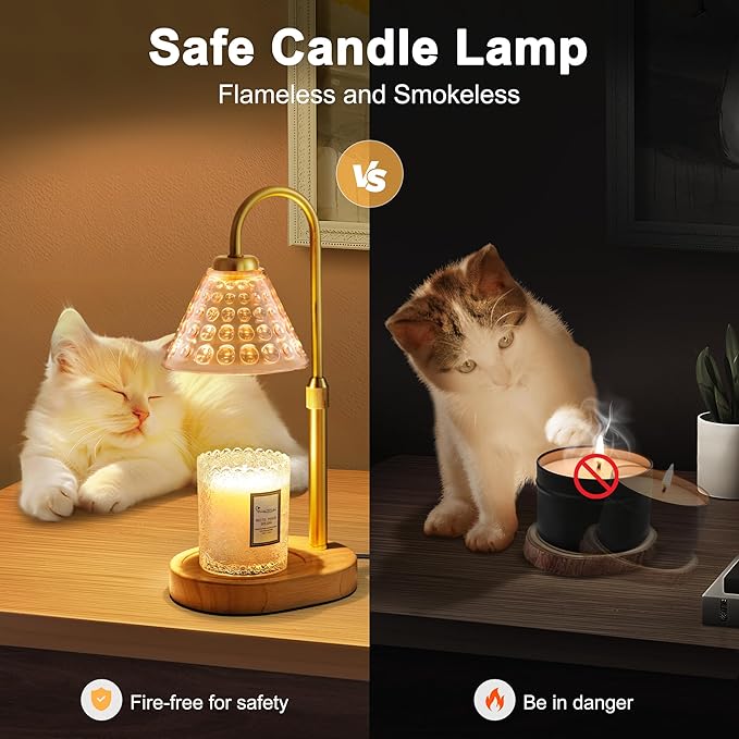 Candle Warmer Lamp with Timer Dimmable, Birthday Gifts for Women Mom, House Warming Gifts New Home Decor, Wax Melt Warmer for Jar Candles, Home Bedroom Decor with 2 Bulbs