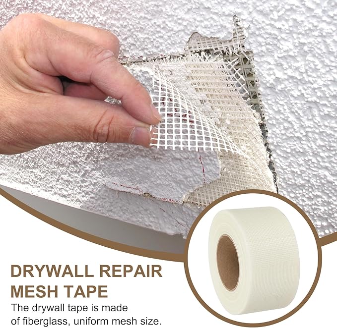 PATIKIL Drywall Repair Mesh Tape, 3 inch x 164 ft Fiberglass Repair Patch Self-Adhesive Dry Wall Joint Tape 12 Mesh Wall Hole Crack and Seam Patch, White