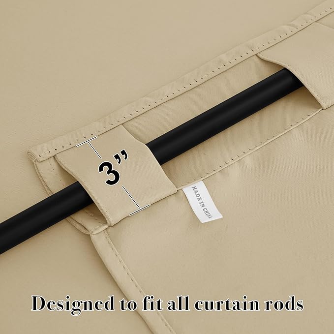 RYB HOME Small Window Curtains - Blackout Insualting Privacy Curtains for Kids Bedroom Kitchen Bathroom Basement Cafe Cabinet Tiers Drapes, 34 Width x 30 Length, 2 Panels, Biscotti Beige