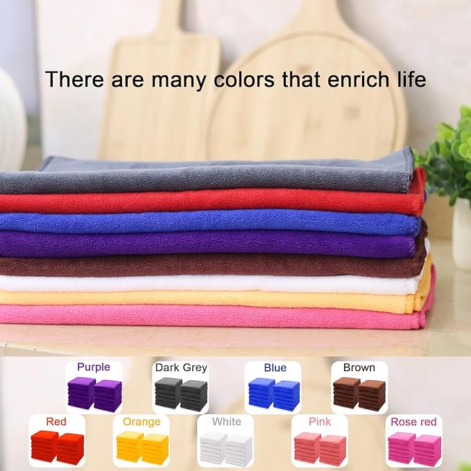 kimteny 13x28 Inches Kitchen Cloth Dish Towels, 400 GSM Premium Dishcloths, Super Absorbent Coral Velvet Microfiber Cleaning Cloths, Fast Drying Rags for Washing Dishes (6 Pack, Orange)