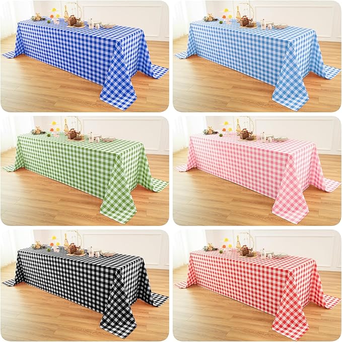 Waterproof Plaid Tablecloth Fabric - Round 108 Inch Classic Gingham Checker Table Cloth for Indoor/Outdoor Use - Buffalo Table Cover for Picnics, BBQs, and Parties