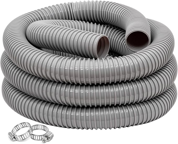 Dust Collection Hose 1.5 in × 5 ft Heavy Duty Flexible PVC Reinforced Thicken Helix Suction Discharge Corrugated Pipe Hose for Fume Dust Collector Fitting Wood Chip Saw (1.5 inch gray hose)