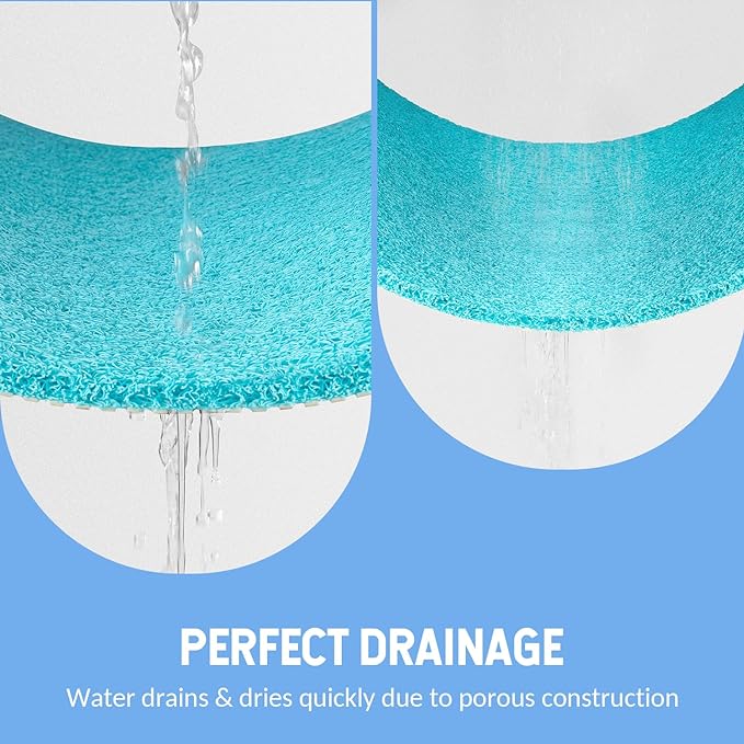 Non-Slip Bathtub Mat, Anti Slip Shower Mat, Fast Drying Bathtub Mats, Foot Scrubber Mat, Anti Slip Mat for Tub, Floor, Bathroom, Kitchen, Home, Hotel (Turquoise Blue 40"×16")