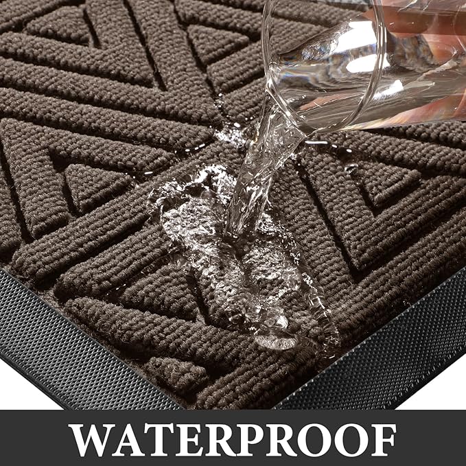 Yimobra Large Door Mat 36x24, All-Weather Waterproof Non-Slip Welcome Matt Outdoor, Heavy Duty Non Slip Doormat for Entryway for Patio and Garage Indoor, Easy Clean, Brown
