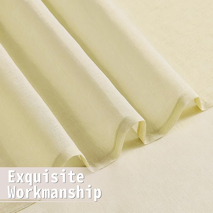 Tollpiz Short Sheer Door Curtain Closet Linen Textured Curtain Sheers Doorway Light Filtering Voile Patio Door Rod Pocket Curtains French Door, 54 x 54 inches Long, Transparent Yellow, Set of 1 Panel