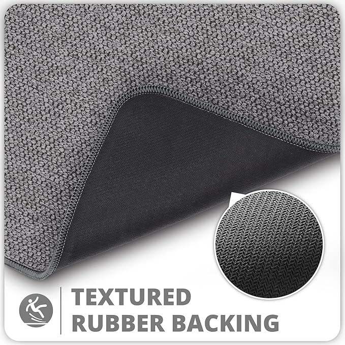 Bath Mat,Ultra Thin Bathroom Runner Rugs,Large Bath Mats for Bathroom,Quick Dry,Non-Slip,Machine Washable,Low Pile,Bath Rug,Shower Outside,Sink,Home Decor Accessories.Dark Grey,1'5"x2'11"（17x35inch）