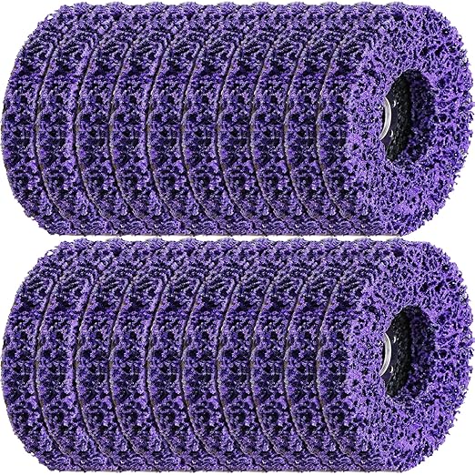20 Pcs 4" x 5/8" Strip Discs Bulk, Paint Stripping and Rust Removal Wheels for Angle Grinders, Abrasive Grinding Discs for Metal, Wood, and Fiberglass, Purple