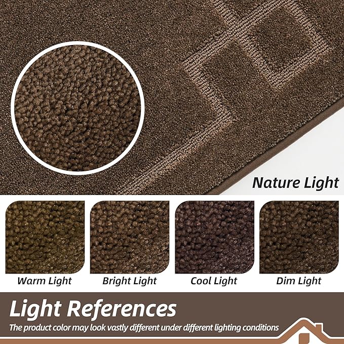 BEQHAUSE Door Mat 24" x 36", Non-Slip Door Mats Indoor Entryway Rugs Washable Low-Profile Absorbent and Stain Resist Floor Mats, Dog Door Mat for Front Back Door, Muddy Wet Shoes & Paws, Brown