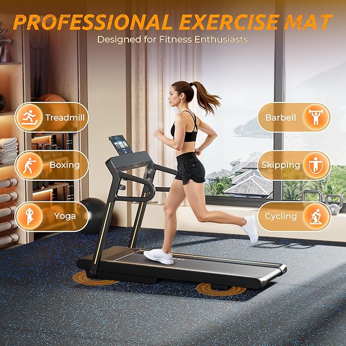 PRAISUN 0.6" Thicker Gym Mat, 6 Tiles 24 Sq Ft Workout Mats, Interlocking Foam Tiles with Rubber Top, High Density EVA Foam, Exercise Mat, Gym Flooring for Home Gym, Garage, 24 x 24in, Black/Blue