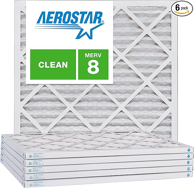 Aerostar 21 1/4x21 1/4x1 MERV 8, Pleated Air Filter, 21 1/4 x 21 1/4 x 1, Box of 6, Made in the USA