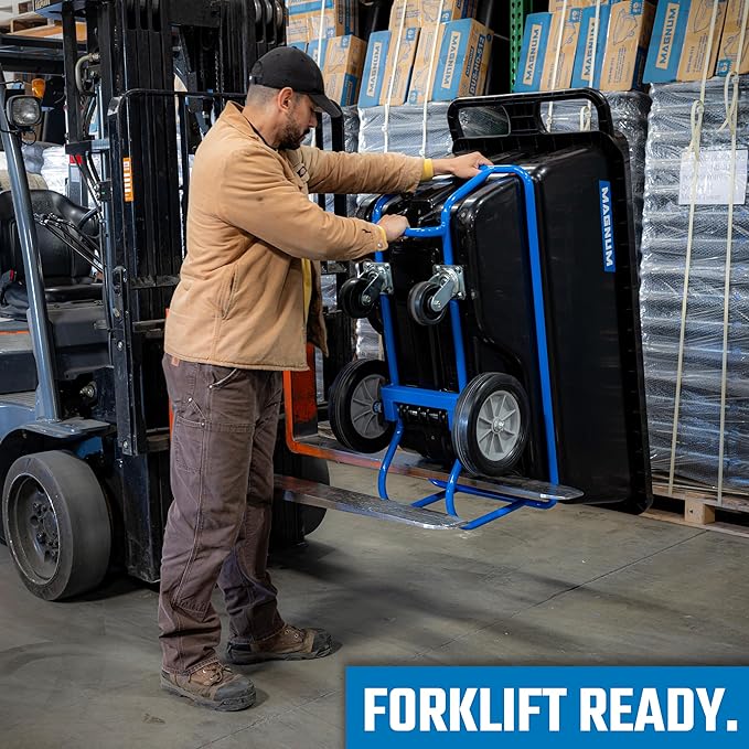 Tilt Truck, 1/2 Cu. Yd. Capacity Dump Cart with Non-Marking 12” Wheels & 5” Casters & Forklift-able Frame for Jobsites, 850 lbs, Trash Cart with Wheels DUC12T-F-NM-04PK (4-Pack)