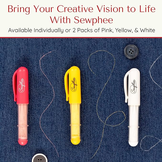 Fabric Markers for Sewing – Ergonomic Tailors Chalk Pen with Improved Dosing Wheel for Sharp Lines - Washable Sewing Chalk Marking Pens that are Compatible with Most Fabrics - Pink 1 Pack