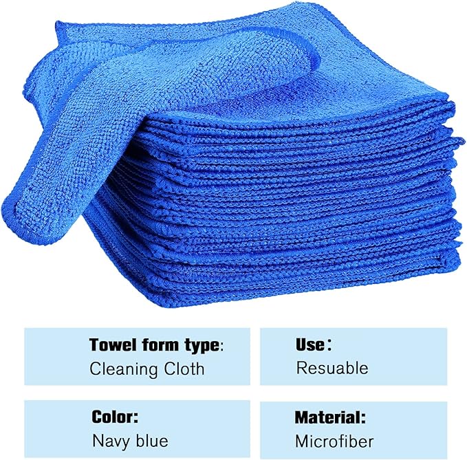 Tanlade Microfiber Cleaning Cloth 6"x6" Cleaning Rags Reasonable Kitchen Towels Microfiber Towels Cars Wash Dry Erase Cloth(Blue, 30 Pcs)