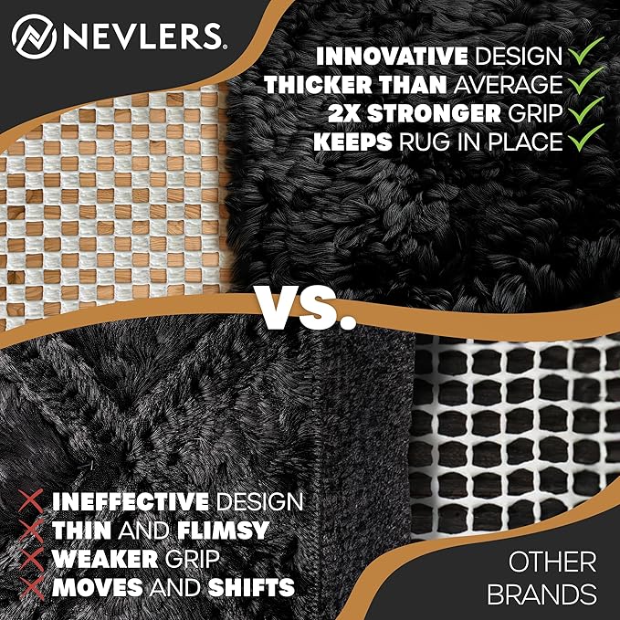 Nevlers 4'x6' White Non Slip Rug Pads | PVC Foam Rug Gripper for Hardwood Floors | Customizable Open Weave Area Rug Pad & Carpet Pad Design| Anti Skid Rug Gripper Pad | Rug Stoppers to Prevent Sliding