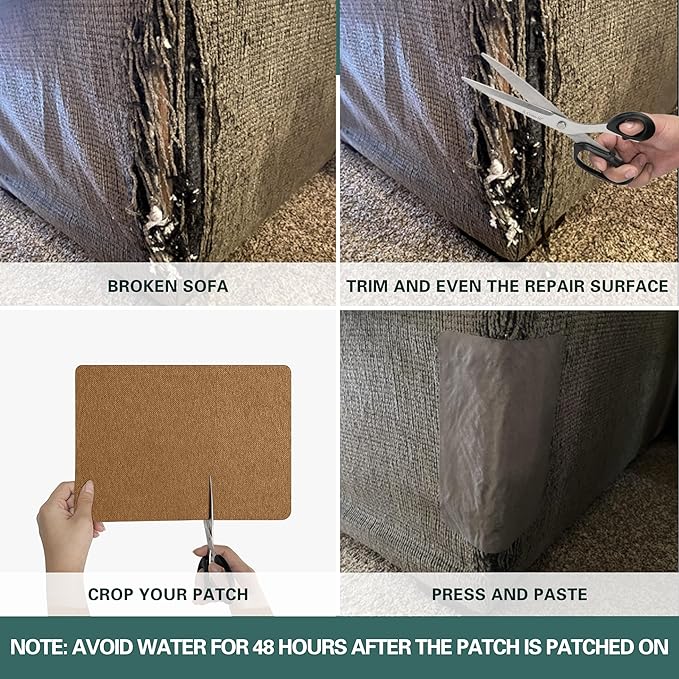 Azobur Couch Patch Repair Fabric,Microfiber Fabric, Self-Adhesive, for Sofa Repair and Upholstery, 2 Pieces, 9.5 x 11 inches (Dark Brown)