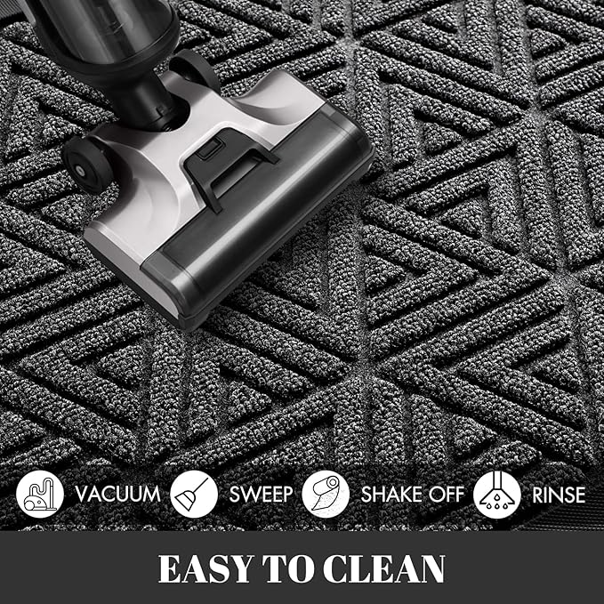 Yimobra Outdoor Mats for Front Door 29.5x17, All-Weather Waterproof Non-Slip Outdoor Door Mat Outside Eentrance, Garage/Patio Entryway Indoor Doormat, Easy Clean, Mix Grey