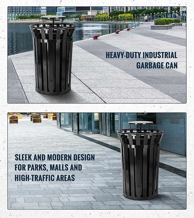 Trash can Lid for Alpine Commercial Outdoor Trash Can - Weather Resistant Round Metal Trash Can Rain Bonnet Lid