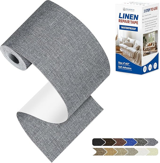 KING MOUNTAIN Linen Repair Patches, Self-Adhesive Fabric Patches, 4 X 63 inch Extra Size, Multi Color, Can be Used for Sofa Repair and Linen Clothes Repair (Charcoal Grey1.0)
