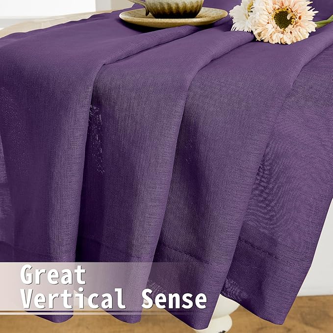 Tollpiz Small Sheer Door Curtain Closet Linen Textured Curtain Sheers Doorway Light Filtering Voile French Door Rod Pocket Curtains Patio Glass Door, 25 x 40 inches Long, Royal Purple, Set of 1 Panel