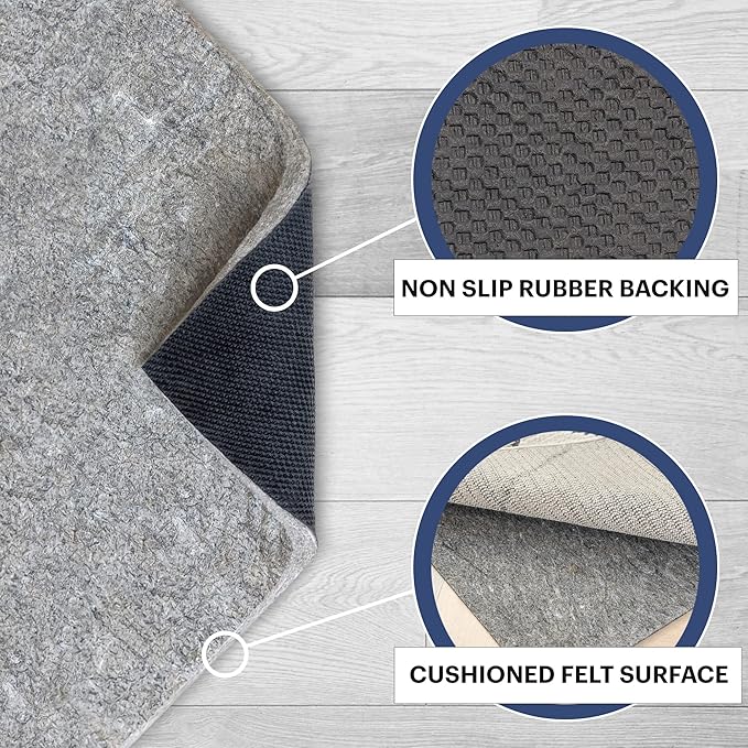 RUGPADUSA - Dual Surface - 2'6" x 7' - 3/8" Thick - Felt + Rubber - Enhanced Non-Slip Rug Pad - Adds Comfort and Protection - for Hard Surface Floors