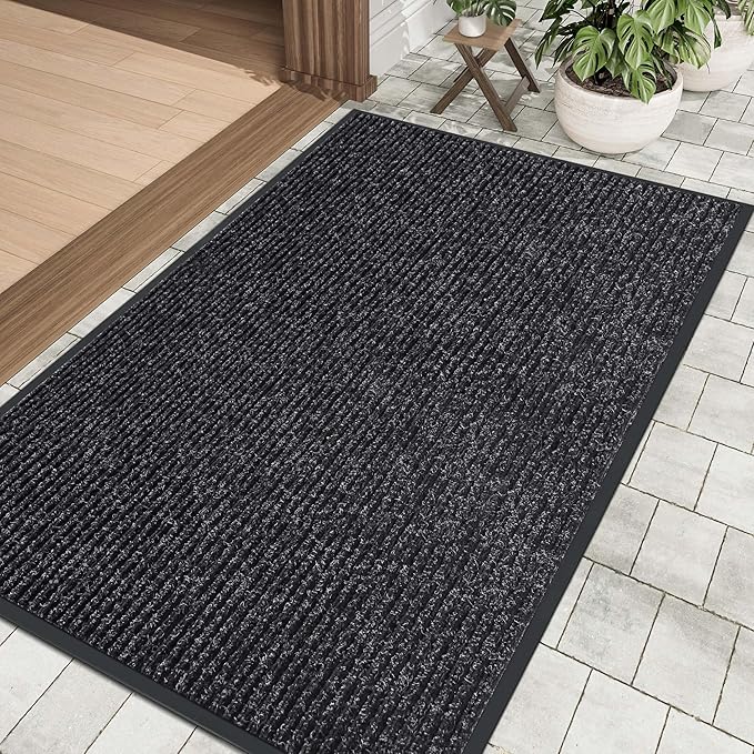 Front Door Mat Indoor Outdoor Entrance, 48" x 72" Dirt Resistant and Absorbent Door Mat, TPR Backing Non-Slip Doormats, Easy to Clean, Low Profile Welcome Floor Mat for Outside Entry
