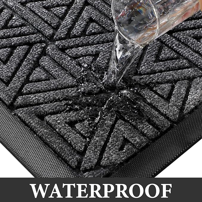 Yimobra Outdoor Mats for Front Door 29.5x17, All-Weather Waterproof Non-Slip Outdoor Door Mat Outside Eentrance, Garage/Patio Entryway Indoor Doormat, Easy Clean, Mix Grey