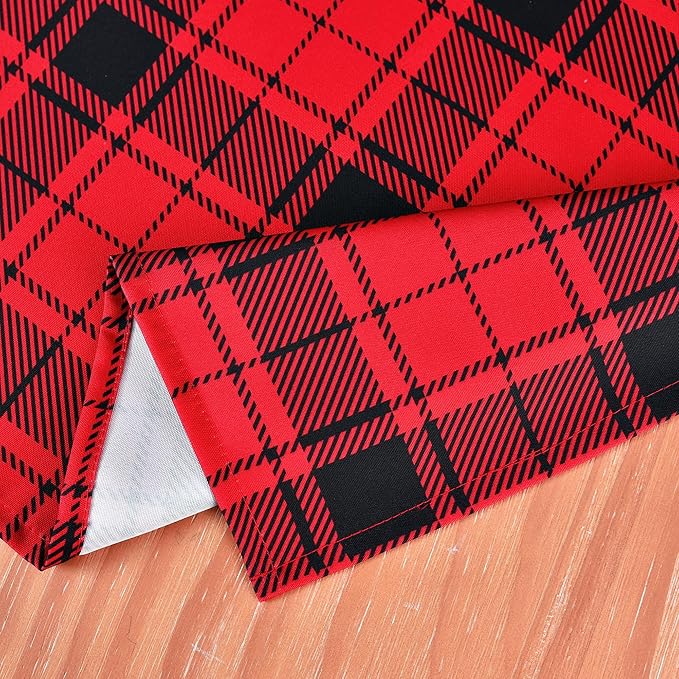 Waterproof Checkered Tablecloth Fabric - Rectangle 58x84 Inch Christmas Plaid Table Cloth for Indoor/Outdoor Use - Xmas Table Cover for Kitchen, BBQs, and Parties