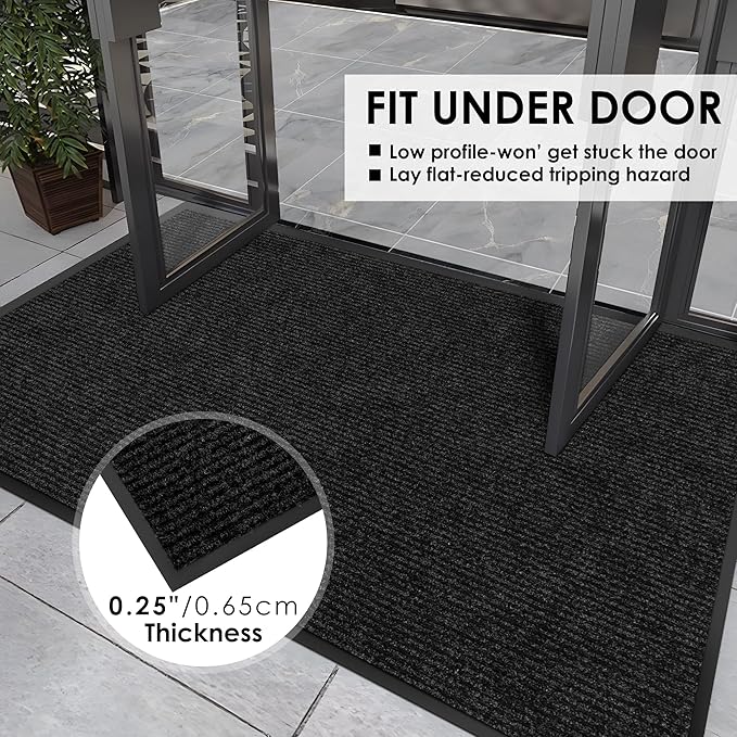 4′ x 62′ Front Door Mat Indoor Outdoor Entrance, Commercial Floor Mat Heavy Duty Dirt Trapper Entryway Doormat, Custom Size Non Slip Rubber Backing Welcome mat, Door Mat for High Traffic Area