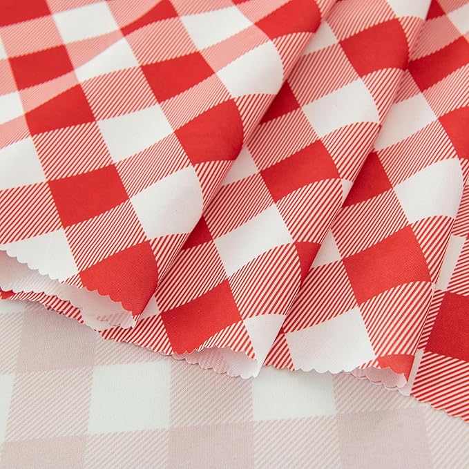 Waterproof Plaid Tablecloth Fabric - Round 108 Inch Classic Gingham Checker Table Cloth for Indoor/Outdoor Use - Buffalo Table Cover for Picnics, BBQs, and Parties