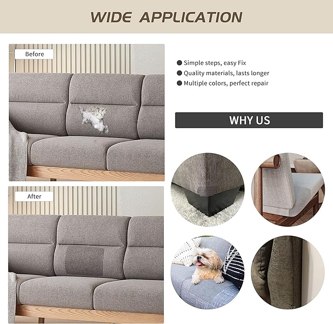 KING MOUNTAIN Fine Linen Fabric Patches, Self-Adhesive, 8x11 inch, 2 PCS, Multi Color, For Linen Sofa and Clothes Repair (Blue Grey, 8" x 11" - 2PCS)