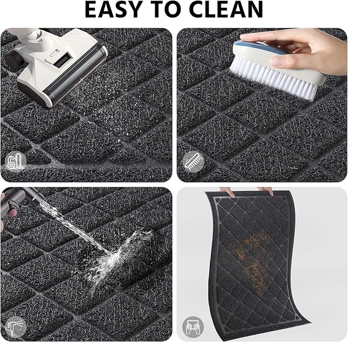 Front Door Mat Indoor Outdoor Entrance, 36" x 60" Heavy Duty All-Season All-Weather Waterproof Doormat Trap Dirt and Moisture Easy Clean Low Profile Patio Porch Entryway Mat