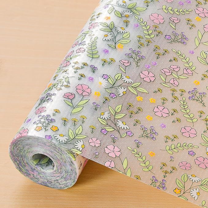 INNOLITES Non-Slip Shelf Liner – Cabinet & Drawer Liner Non-Adhesive – Waterproof Oil-Proof – Durable EVA with Floral for Kitchen Cabinets Refrigerator – BPA-Free, Easy to Cut 23.6" x 236"