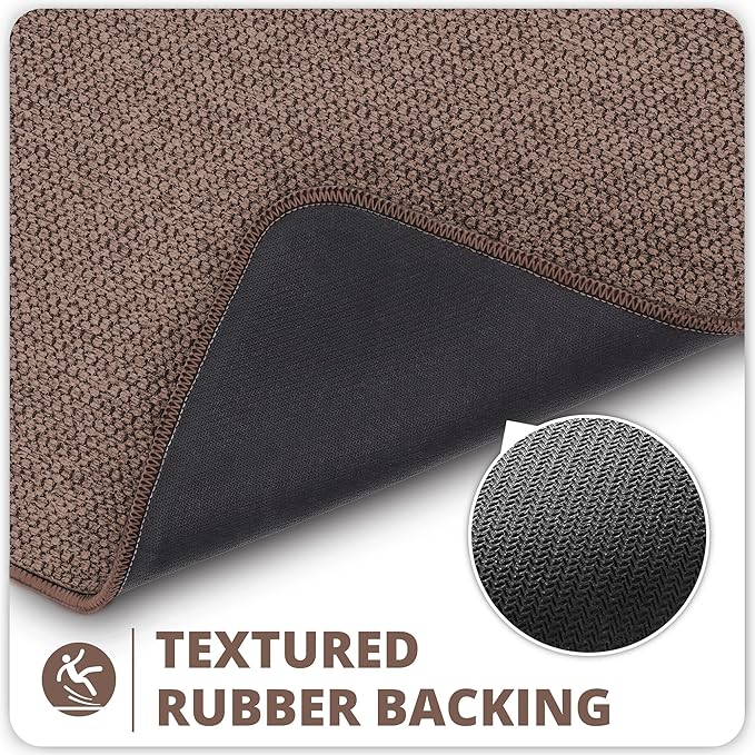 Toilet Rugs U Shaped Bathroom Rug,Machine Washable Non Slip Quick Dry Super Absorbent Ultra Thin Toilet Mats for Bathroom Toilet.Brown,1'8"x2'(20x24inch)