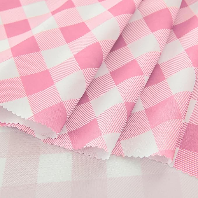 Waterproof Plaid Tablecloth Fabric - Round 120 Inch Classic Gingham Checker Table Cloth for Indoor/Outdoor Use - Buffalo Table Cover for Picnics, BBQs, and Parties