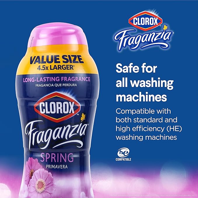Clorox Fraganzia Laundry Scent Booster Crystals in Spring Scent - Scented In-Wash Freshener Beads for Fresh, Clean, Great Smelling Clothes and Linens, 70 Oz