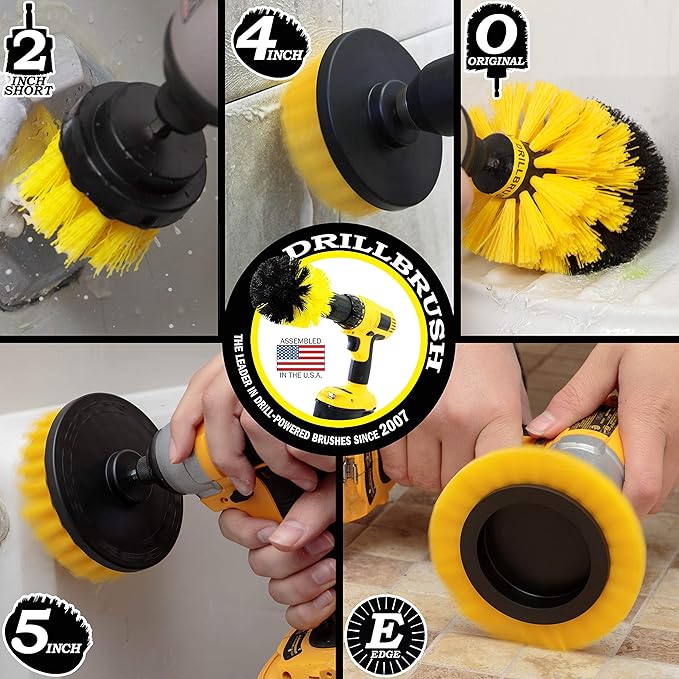Drill Brush Power Scrubber by Useful Products - Toilet Bowl Power Brush - Bathroom Cleaner - Shower Cleaner - Bathroom Accessories Set - Cleaning Kits - Spin Scrubber Drill Attachments for Cleaning
