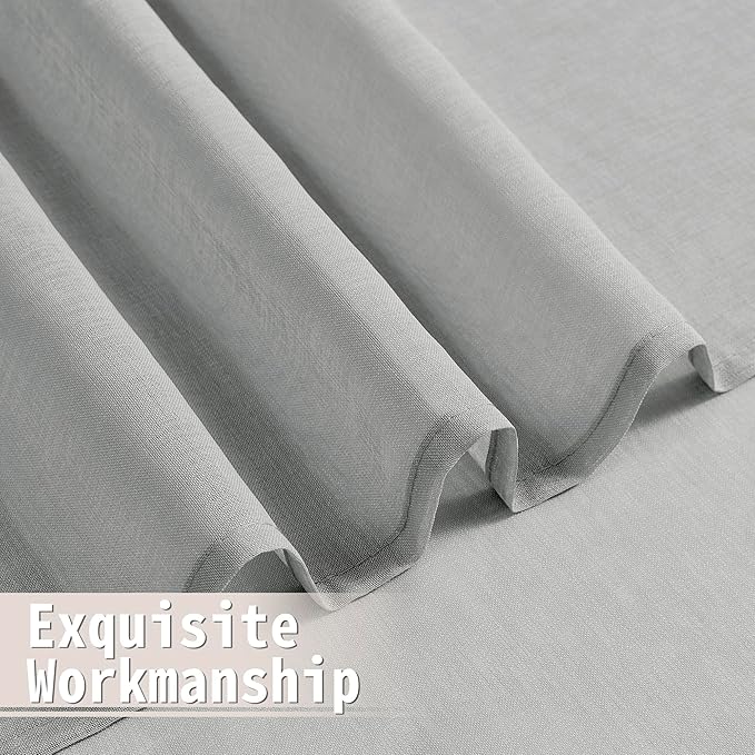 Tollpiz Small Sheer Door Curtain Closet Linen Textured Curtain Sheers Doorway Light Filtering Voile French Door Rod Pocket Curtains Patio Glass Door, 25 x 40 inches Long, Silver Grey, Set of 1 Panel