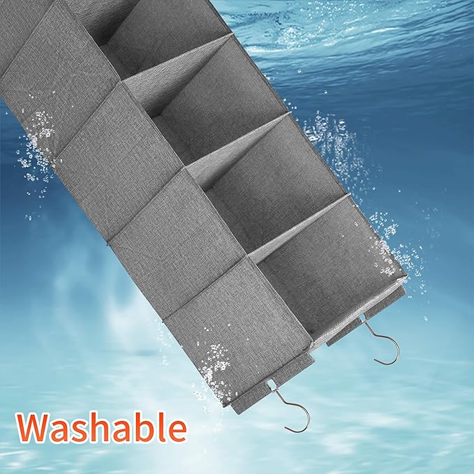 Large Hanging Sweater Organizer for Closet,Collapsible 6-Shelf Hanging Closet Shelves with Drawers, Washable (Grey-5 Shelf)