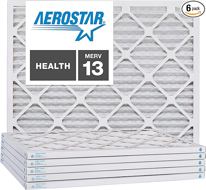 Aerostar 8x14x1 MERV 13, Pleated Air Filter, 8x14x1, Box of 6, Made in the USA