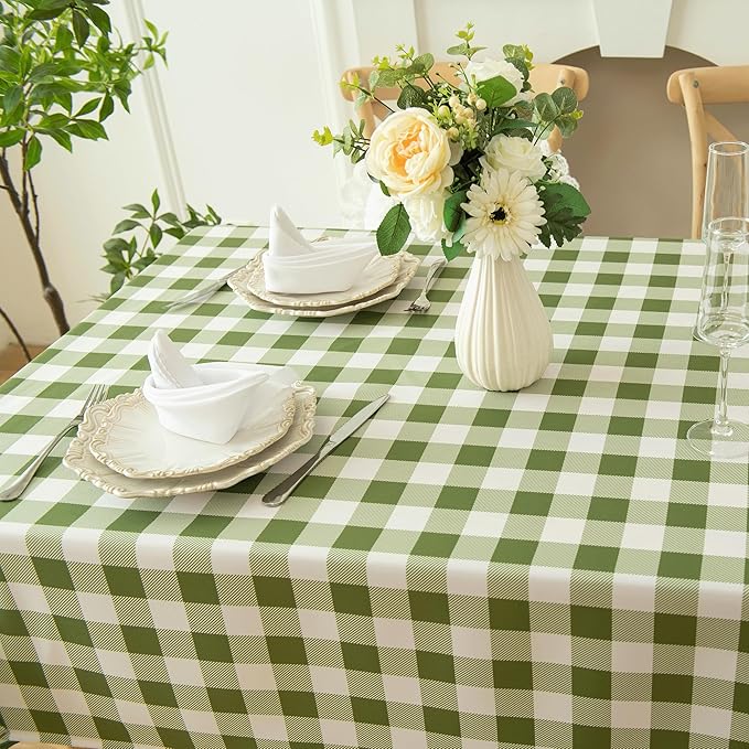 Classic Gingham Buffalo Tablecloth Fabric - Oblong 58x144 Inch Water Proof Checkered Table Cloth for Indoor Outdoor - Table Cover for Birthday, Picnics, BBQs, and Parties