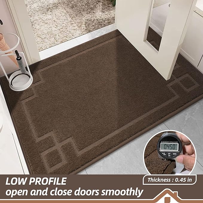 BEQHAUSE Door Mat 24" x 60", Non-Slip Door Mats Indoor Entryway Rugs Washable Low-Profile Absorbent and Stain Resist Floor Mats, Dog Door Mat for Front Back Door, Muddy Wet Shoes & Paws, Brown